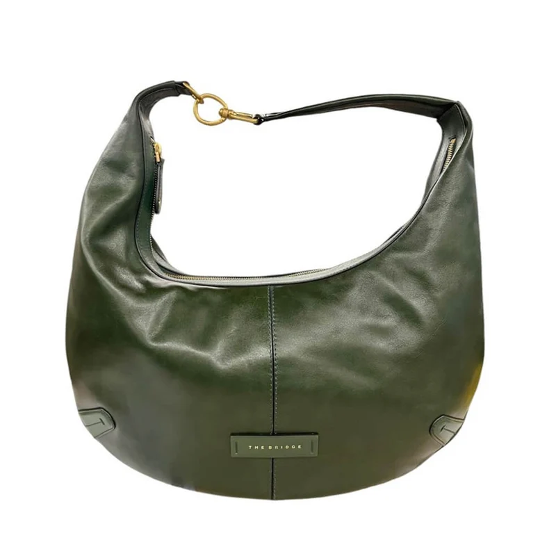 Hobo Bag THE BRIDGE linea Flavia in Pelle Verde Inglese
