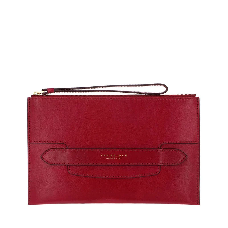 Pochette Donna Media con Polsiera THE BRIDGE linea Lucrezia in Pelle Berry