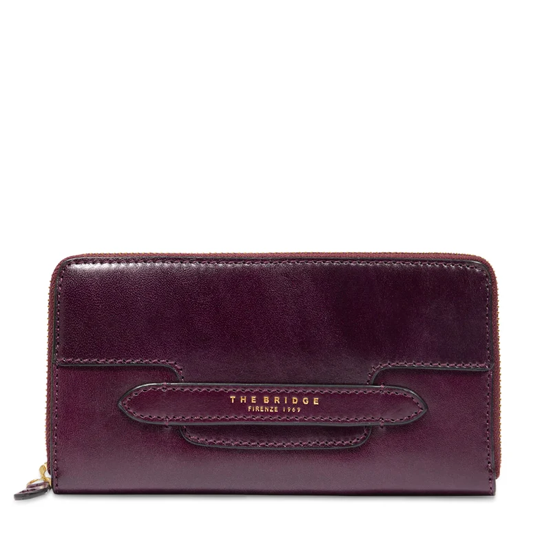 Portafoglio Donna Zip Around THE BRIDGE linea Lucrezia in Pelle Viola