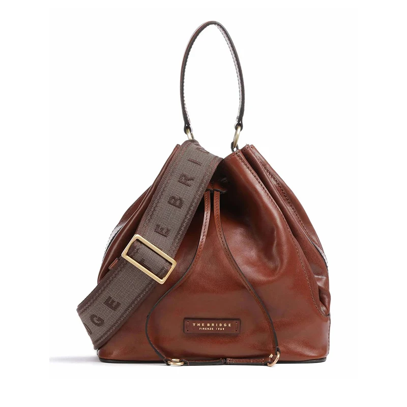 Borsa Donna a Secchiello THE BRIDGE linea Fiammetta in Pelle Marrone