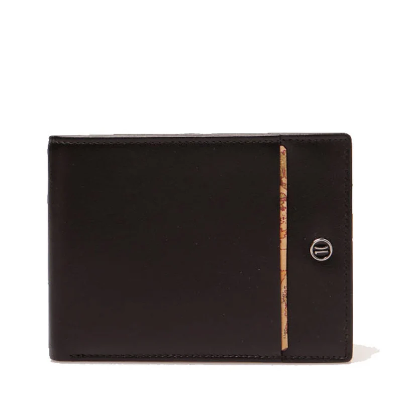 Portafoglio con Portacarte 1A Classe Alviero Martini in Pelle Nera con Inserto Geo Classic W154