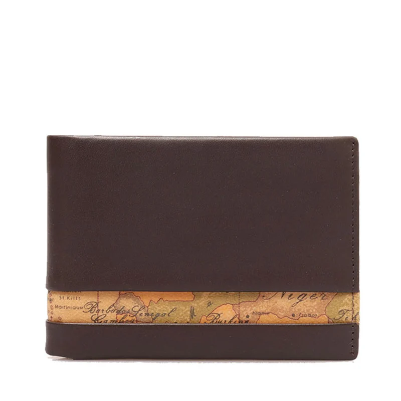 Portafoglio Uomo con Portamonete 1A Classe Alviero Martini in Pelle Marrone con Inserto Geo Classic W143