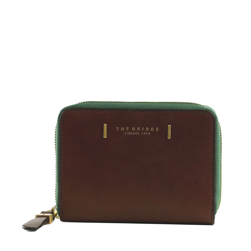 Portafoglio Donna Medio Zip Around THE BRIDGE linea Chiara in Pelle Marrone