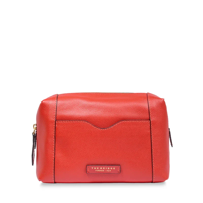 Beauty Case THE BRIDGE linea Gemma Travel in Pelle Arancio Bruciato
