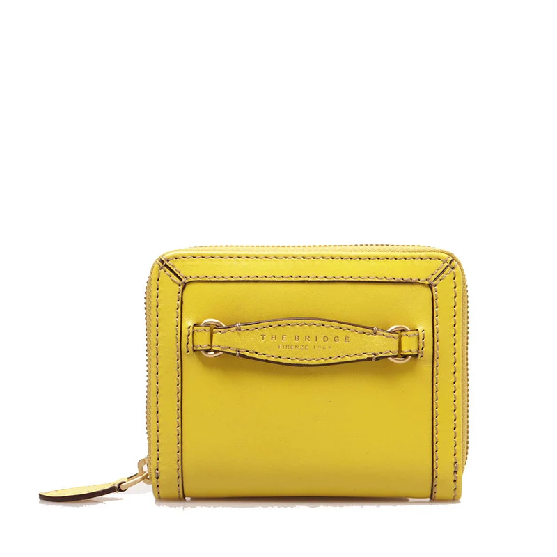 Portafoglio Donna Piccolo Zip Around THE BRIDGE linea Bettina in Pelle Lime