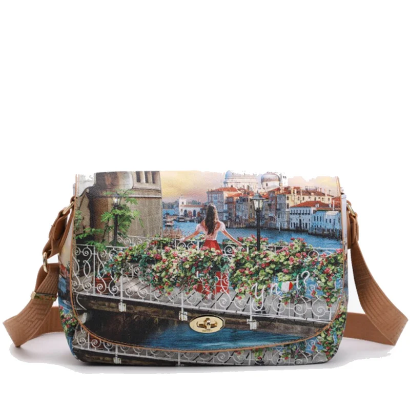 Borsa Donna a Tracolla Y NOT YES-631 Stampa Flowery Canal