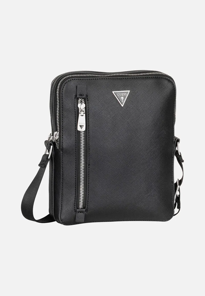 Torino Saffiano Eco Double Zip Black - Crossbody Bag