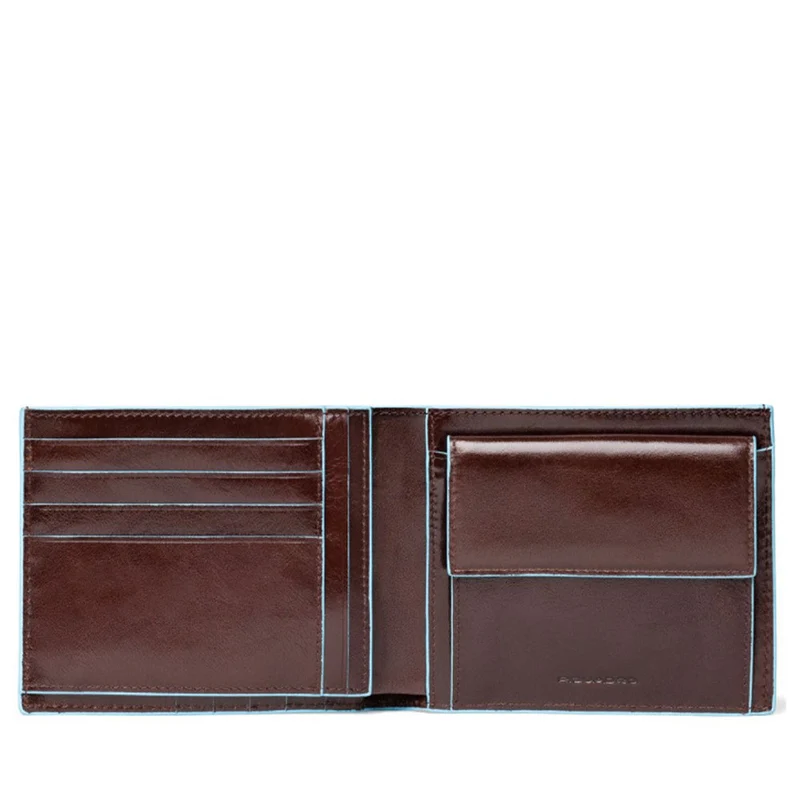Portafoglio Uomo Piquadro In Pelle Mogano con Pattina Orizzontale e Portamonete - PU1240B2R