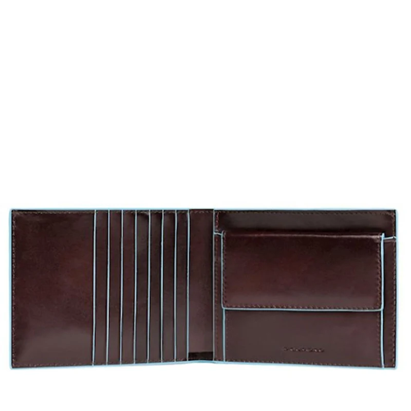 Portafoglio Uomo Piquadro In Pelle Mogano con Portacarte Orizzontale e Portamonete - PU1239B2R