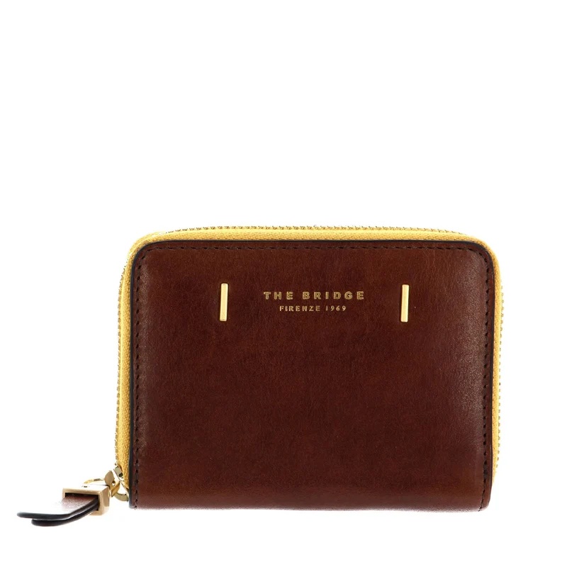 Portafoglio Donna Piccolo Zip Around THE BRIDGE linea Chiara in Pelle Marrone