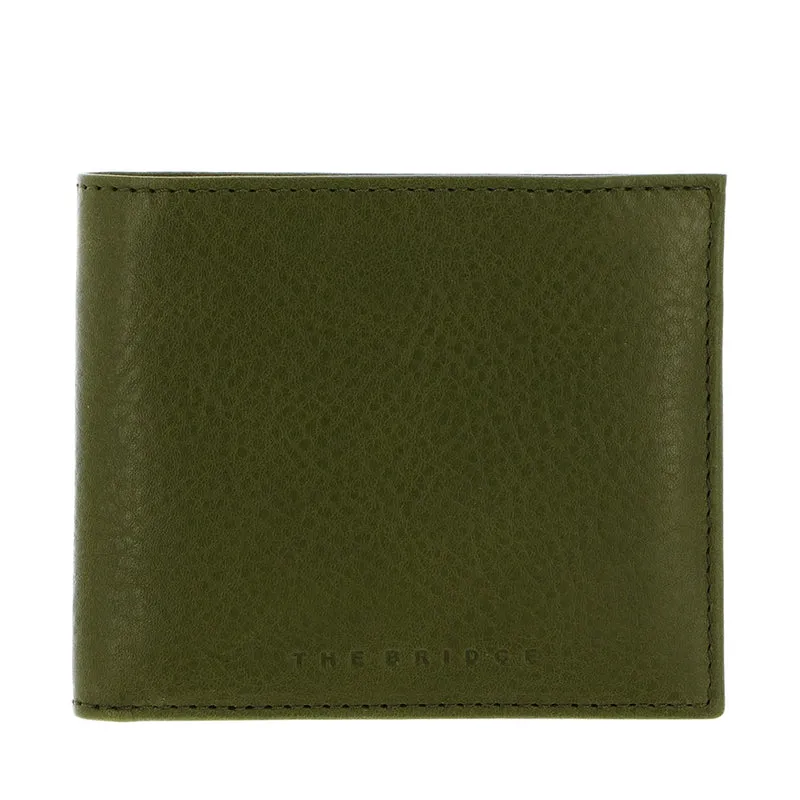 Portafoglio Uomo con Portamonete THE BRIDGE linea Ettore in Pelle Verde Cipresso