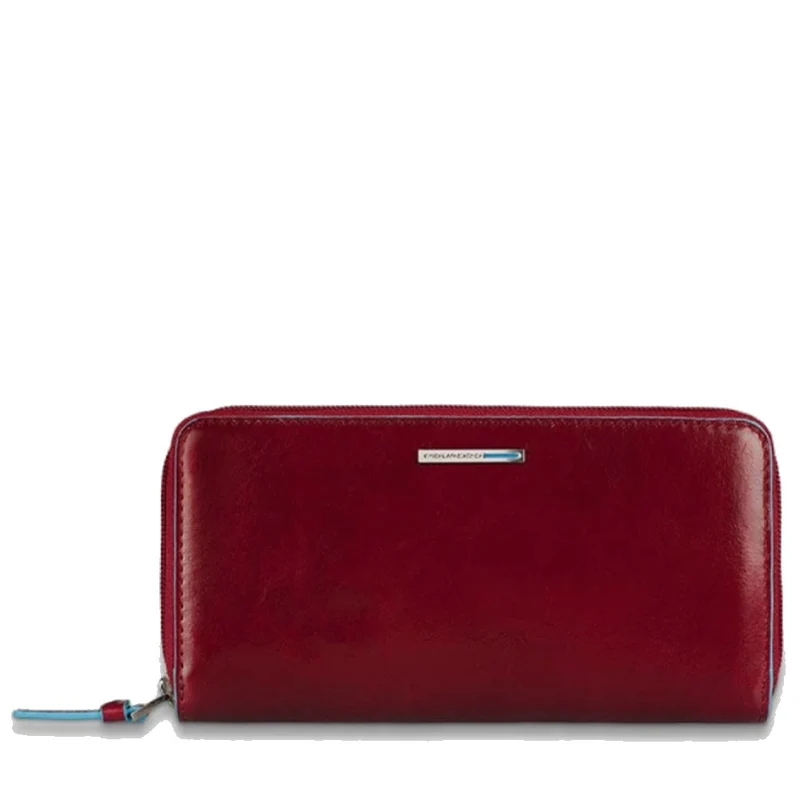 Portafoglio Donna Zip Around PIQUADRO In Pelle Rossa Linea Blue Square - PD3229B2R