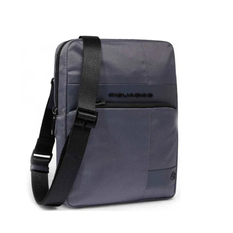 Borsello Uomo PIQUADRO porta iPad in Tessuto e Pelle Avio CA1816W129