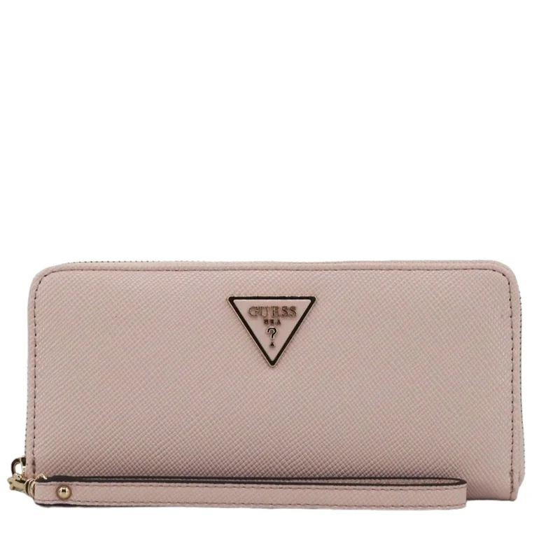 Portafoglio GUESS Stampa Saffiano Chiuso con Zip Linea Laurel colore Light Rose