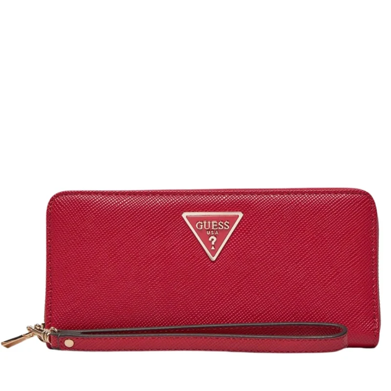 Portafoglio GUESS Stampa Saffiano Chiuso con Zip Linea Laurel colore Rosso
