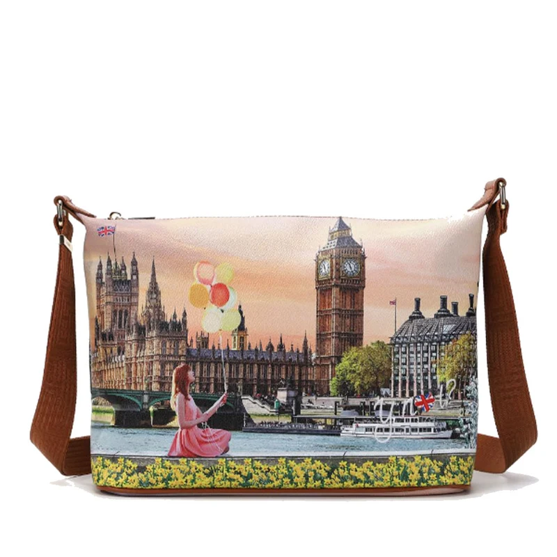 Borsa Donna Y NOT Hobo Easy Large a Tracolla YES-607 Yellow Flowers