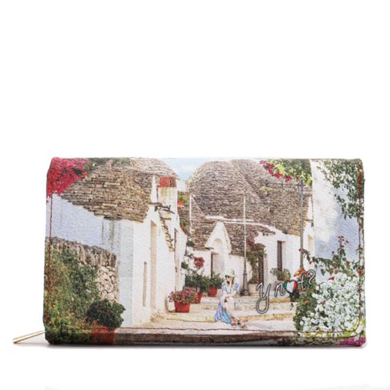 Portafoglio Donna Y NOT Chiuso con Bottone YES-364 Stampa Puglia Summer
