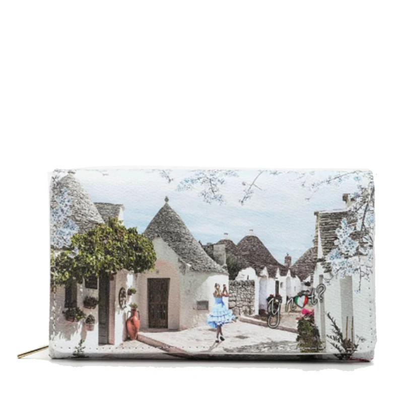 Portafoglio Donna Y NOT Chiuso con Bottone YES-364 Stampa Alice in Trulli