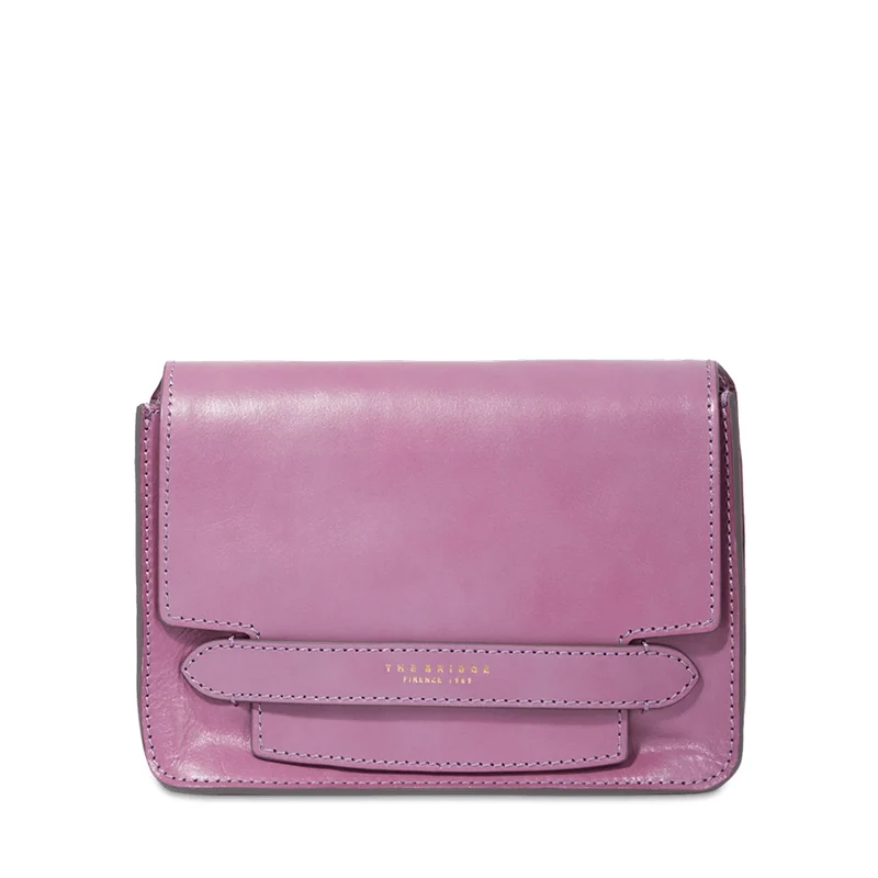Borsa Donna a Tracolla Media THE BRIDGE linea Lucrezia in Pelle color Malva