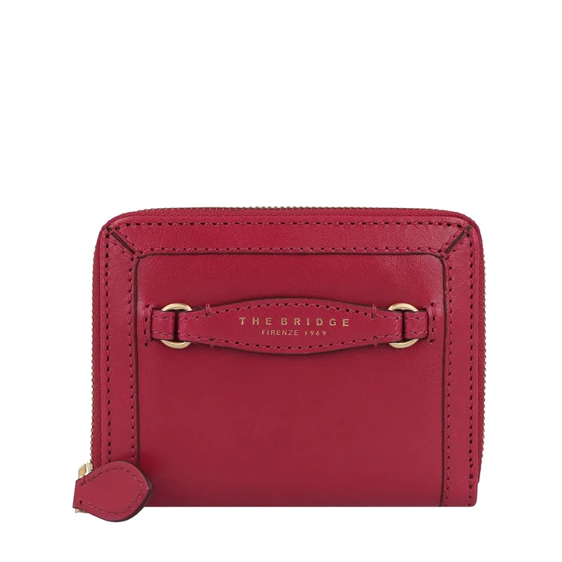 Portafoglio Donna Piccolo Zip Around THE BRIDGE linea Bettina in Pelle color Berry