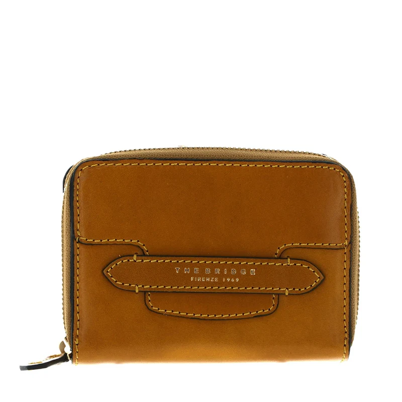 Portafoglio Donna Piccolo Zip Around THE BRIDGE linea Lucrezia in Pelle Giallo Miele