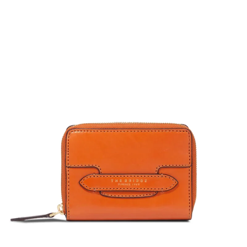 Portafoglio Donna Piccolo Zip Around THE BRIDGE linea Lucrezia in Pelle color Foliage