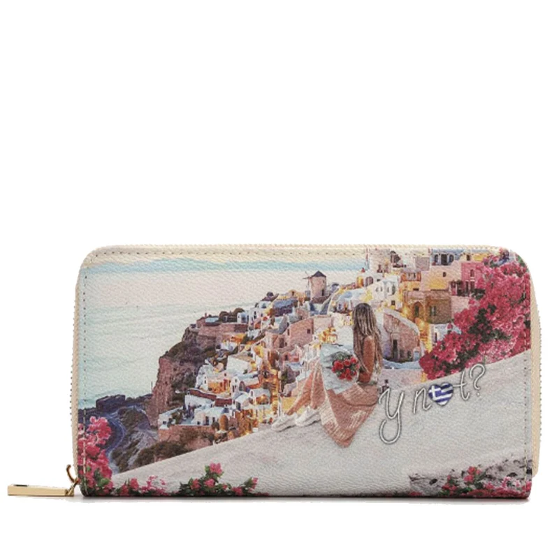 Portafoglio Donna Y NOT YES-361 Stampa Greece Sunset Chiusura Zip Around