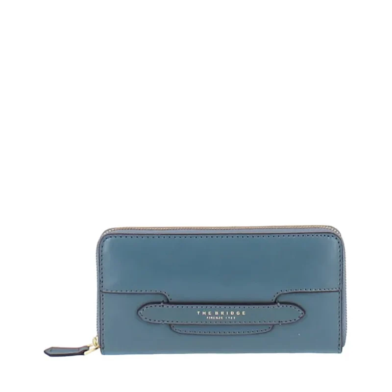 Portafoglio Donna Zip Around THE BRIDGE linea Lucrezia in Pelle color Sky