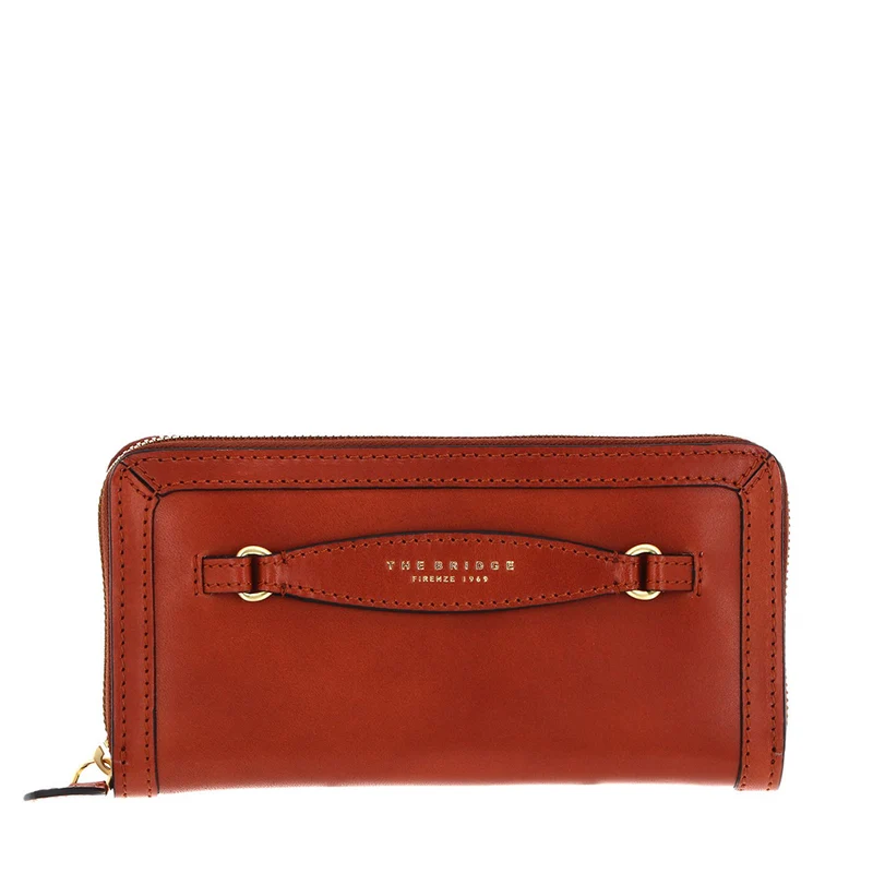 Portafoglio Donna Zip Around THE BRIDGE linea Bettina in Pelle color Rust