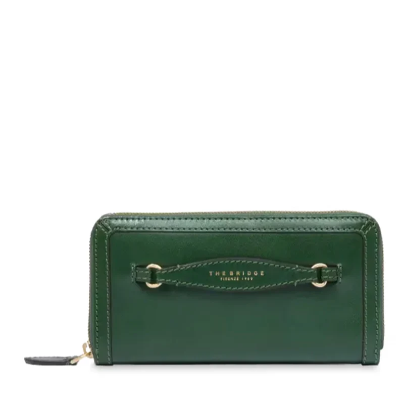 Portafoglio Donna Zip Around THE BRIDGE linea Bettina in Pelle Verde Smeraldo