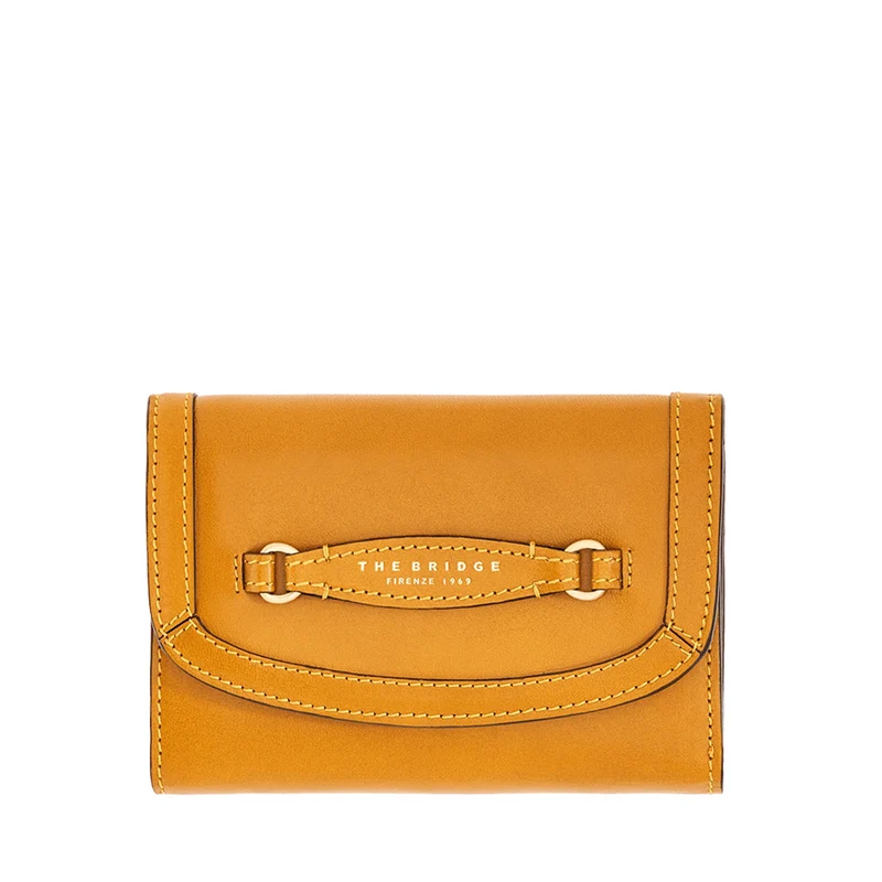 Portafoglio Donna con Bottone THE BRIDGE linea Bettina in Pelle Giallo Miele
