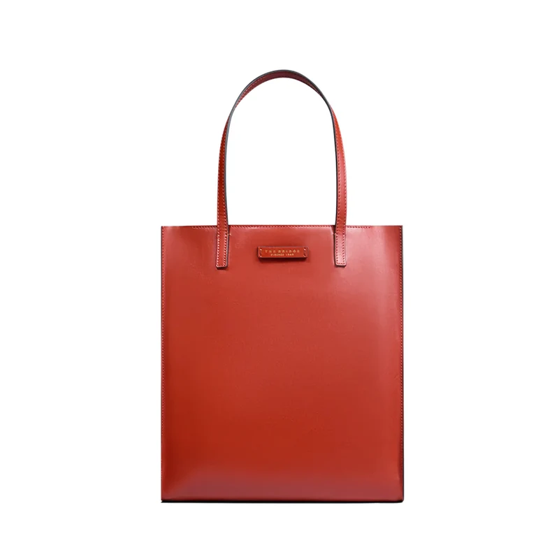 Borsa Donna Shopper Verticale THE BRIDGE linea Mirra in Pelle Arancio Bruciato
