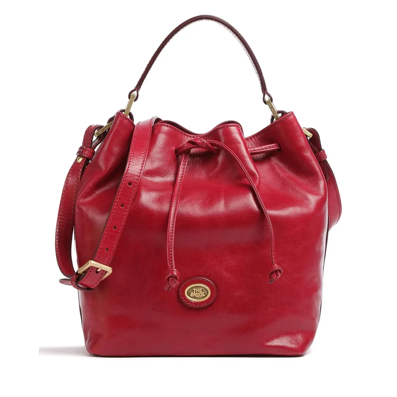 Borsa Donna a Secchiello THE BRIDGE linea Story in Pelle Rosso Berry