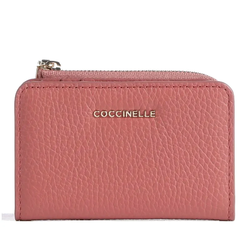 Portacarte Mini COCCINELLE in Pelle Linea Metallic Soft colore Pot