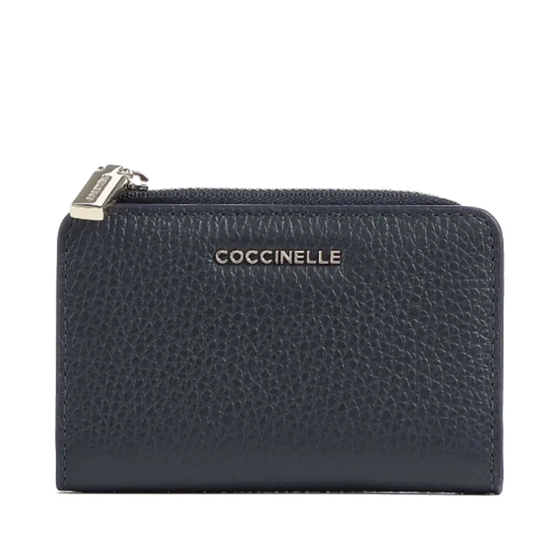 Portacarte Mini COCCINELLE in Pelle Linea Metallic Soft colore Midnight Blue