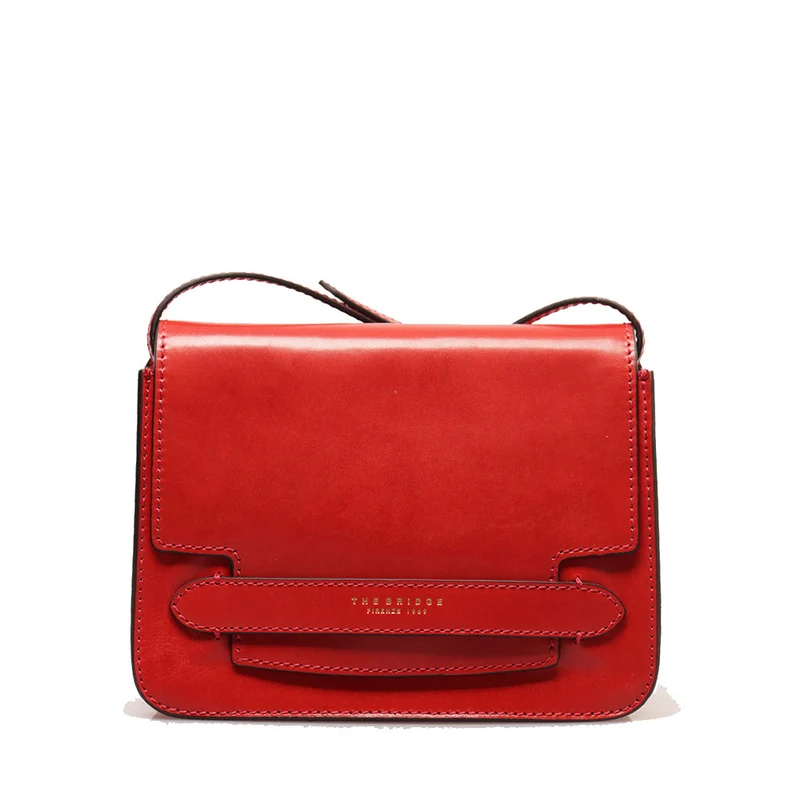 Borsa Donna a Tracolla Grande THE BRIDGE linea Lucrezia in Pelle Rosso Flamenco