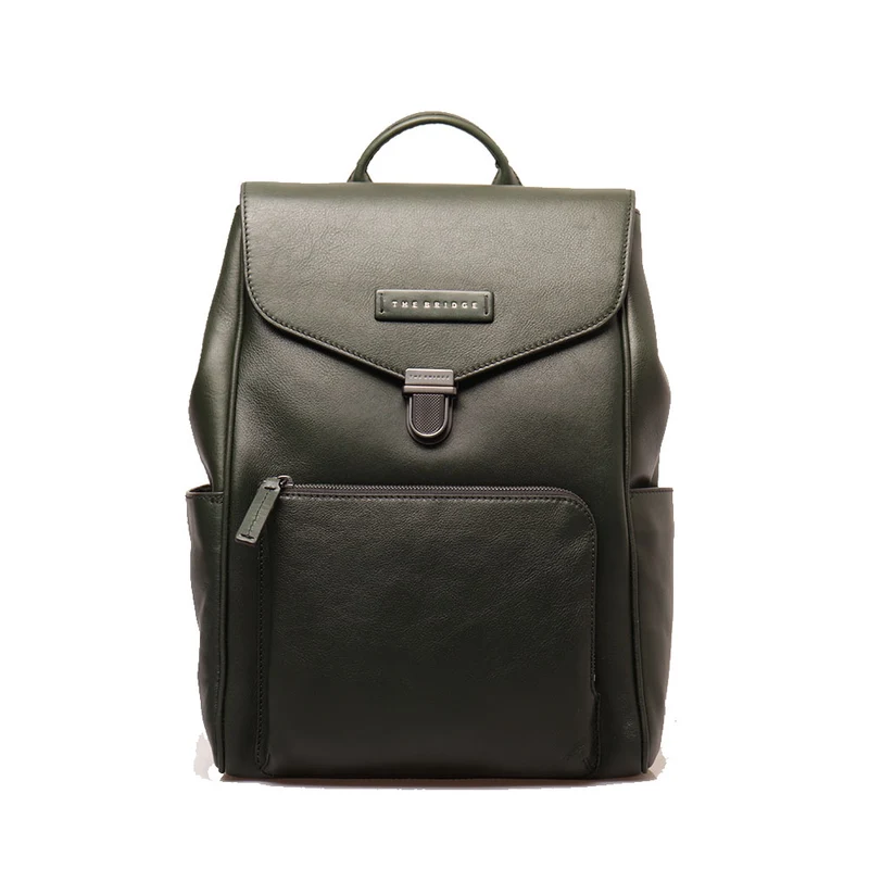 Zaino Uomo con Pattina THE BRIDGE linea Filippo in Pelle Verde Malachite