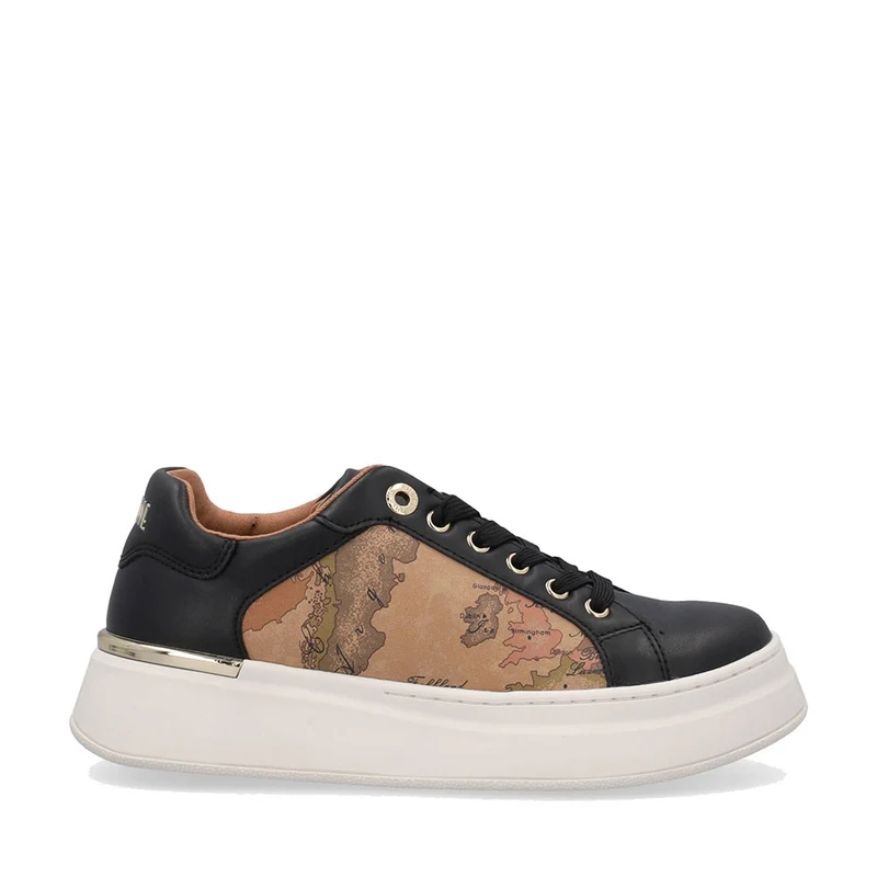 Sneakers Platform 1A Classe Alviero Martini Nere con Inserti Geo Beige 1980