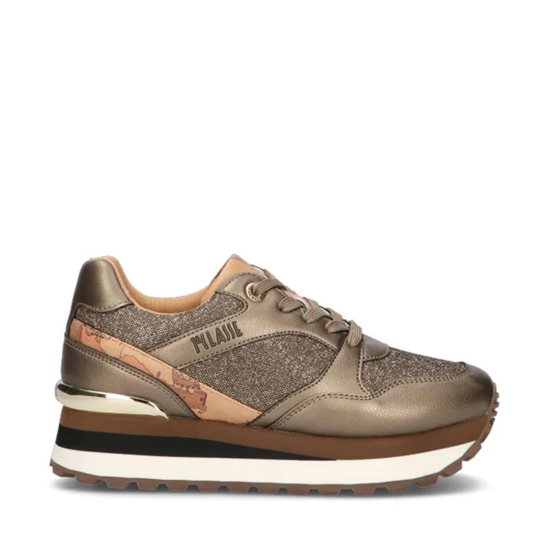 Sneakers Running 1A Classe Alviero Martini in Mesh Glitter Bronzo con Inserti Geo Beige 2014