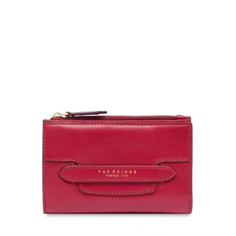 Portafoglio Donna con Bottone THE BRIDGE linea Lucrezia in Pelle color Berry