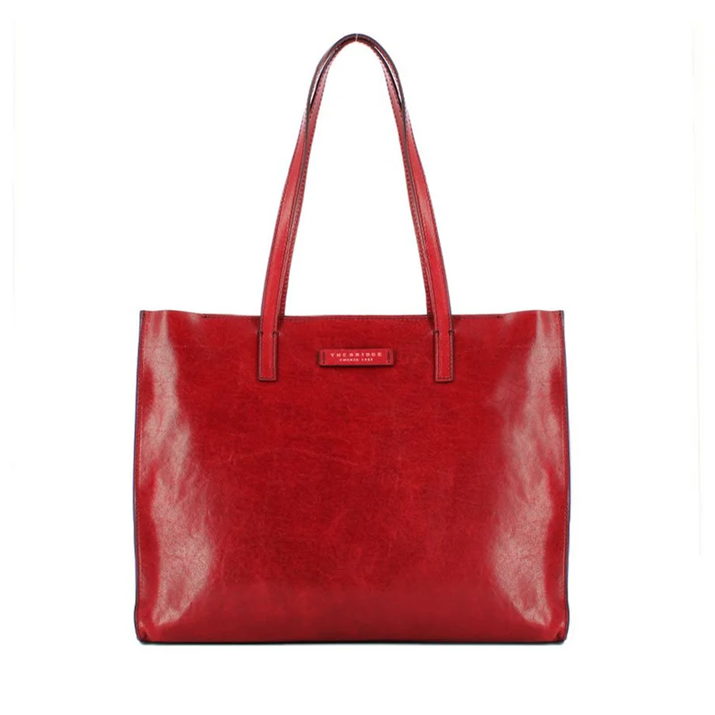 Borsa Donna Shopper THE BRIDGE Linea Mirra in Pelle Rosso Flamenco