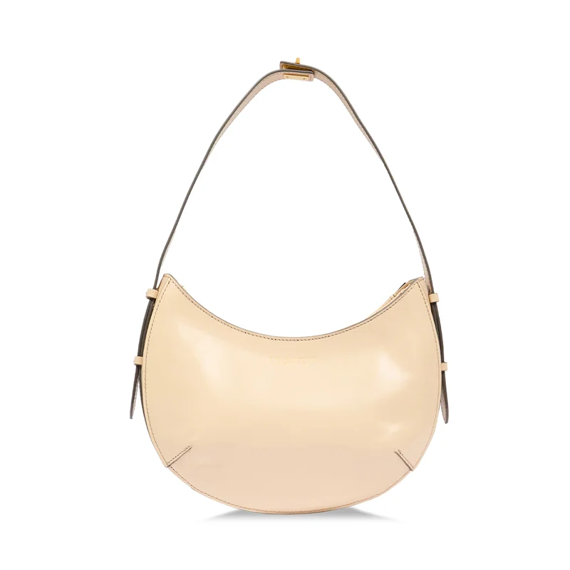 Hobo Bag Media THE BRIDGE linea Federica in Pelle color Panna