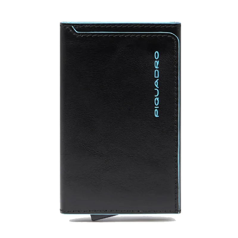 Porta carte di credito in Metallo e Pelle PIQUADRO Blue Square in Colore Nero - PP6513B2BLR