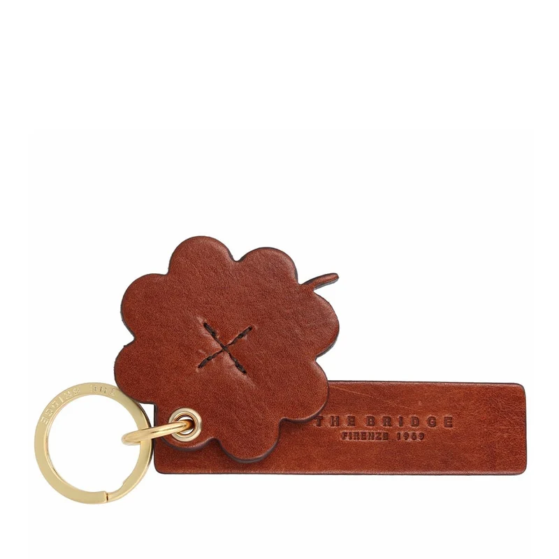 Portachiavi con Quadrifoglio THE BRIDGE linea Duccio in Pelle Marrone