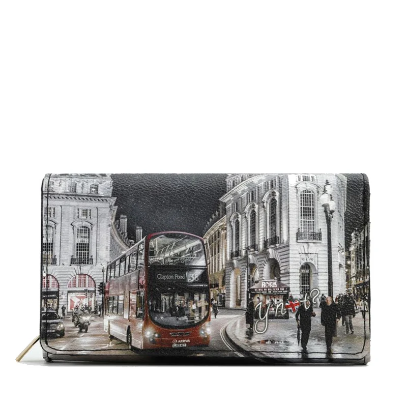Portafoglio Donna Y NOT Chiuso con Bottone YES-364 Stampa London By Night