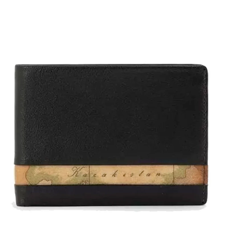 Portafoglio Uomo Portacarte 1A Classe Alviero Martini in Pelle Marrone con Inserto Geo Classic W145