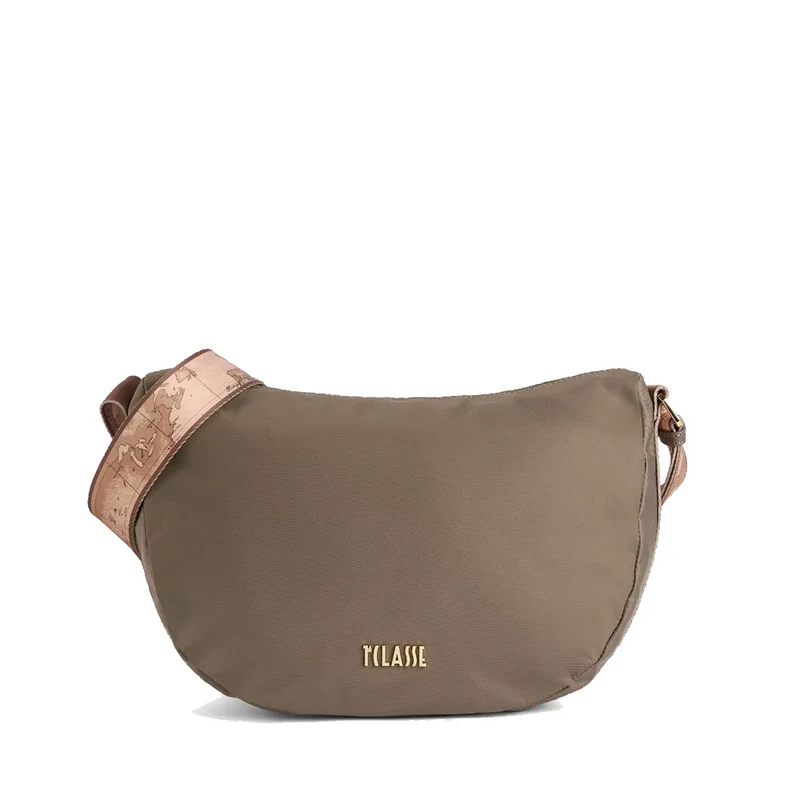 Borsa Mezzaluna Grande a Tracolla 1A Classe Alviero Martini linea Nylon Metaverse Taupe Scuro GZ66