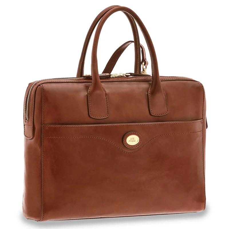 Cartella Due Manici Porta Pc THE BRIDGE in Pelle Marrone linea Story