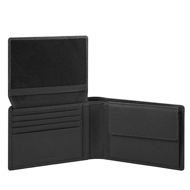 Portafoglio Uomo PIQUADRO in Pelle Nera con Pattina Linea Akron - PU1392AOR