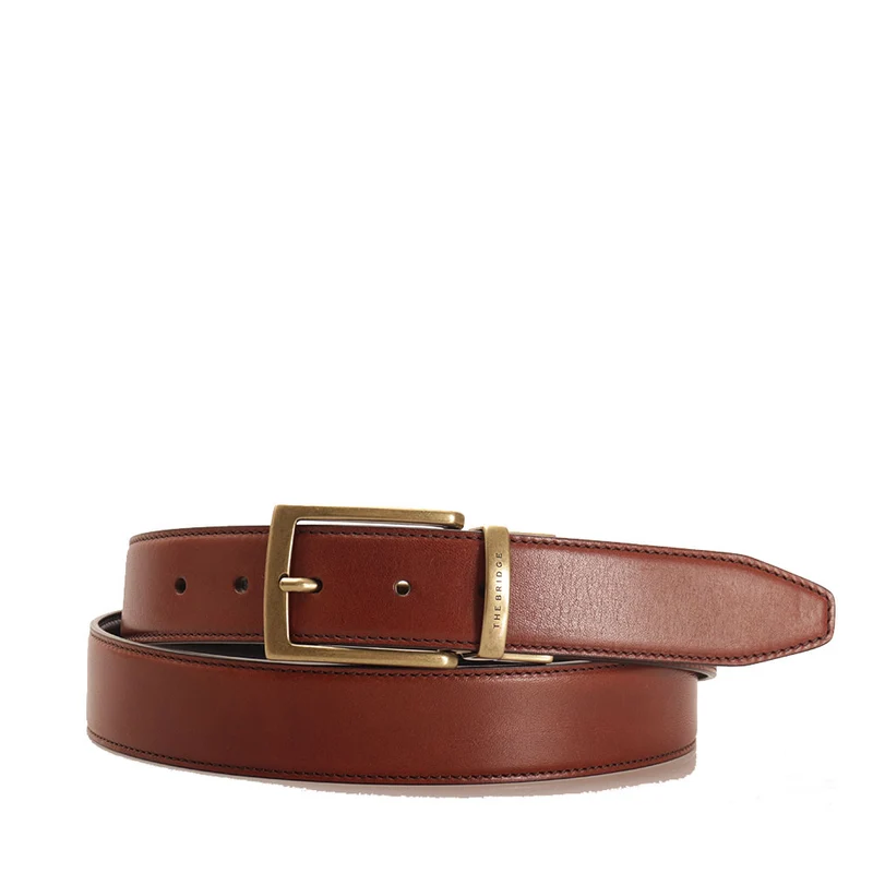 Cintura Uomo Double Face h 3,5 cm THE BRIDGE linea Brunelleschi in Pelle Marrone e Nero 110cm